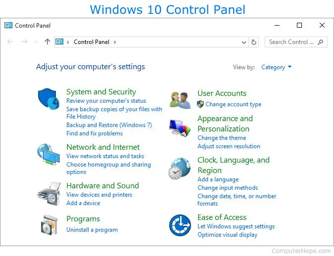 Mở Control Panel Trong Win 10