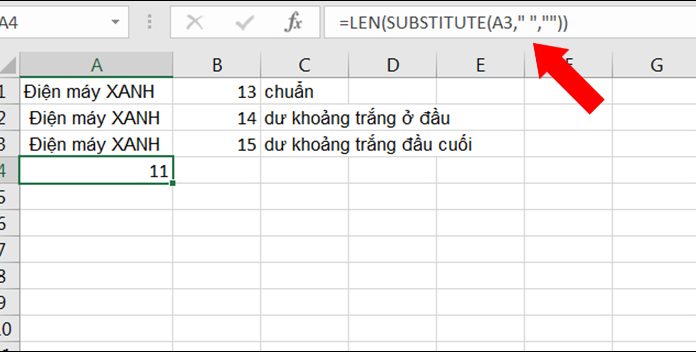 Cách dùng hàm LEN để đếm số ký tự trong Excel