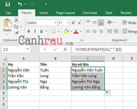 Cách gộp ô trong Excel hình 2