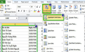 Cách lọc dữ liệu trùng nhau trong Excel bằng Conditional Formating