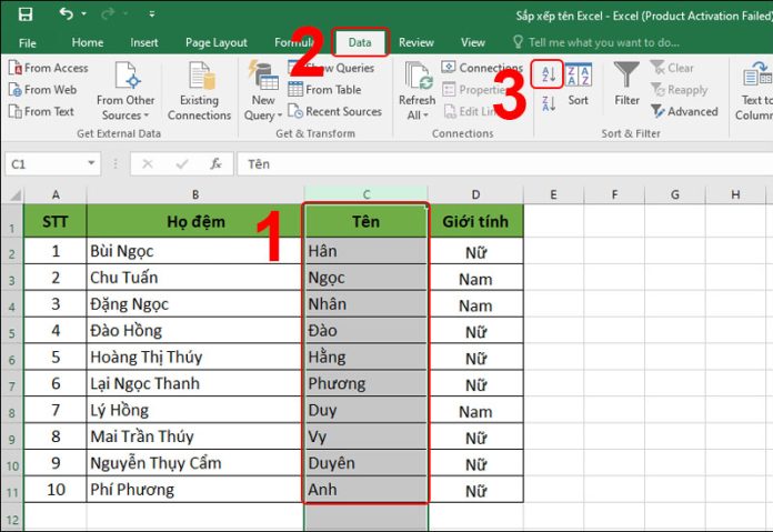 Hướng dẫn cách sắp xếp tên theo ABC trong Microsoft Excel