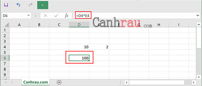 Cách tính hàm bình phương trong Excel hình 4