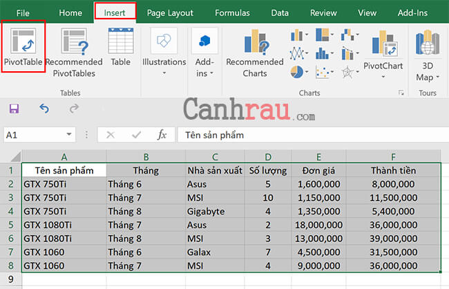Hướng dẫn cách sử dụng Pivot Table trong Excel hình 12