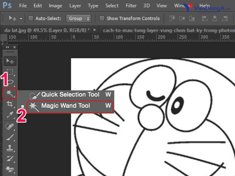 Bước 2: Nhấn vào công cụ Magic Wand Tool.