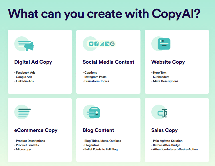 Copy AI - Công cụ hỗ trợ sáng tạo nội dung 